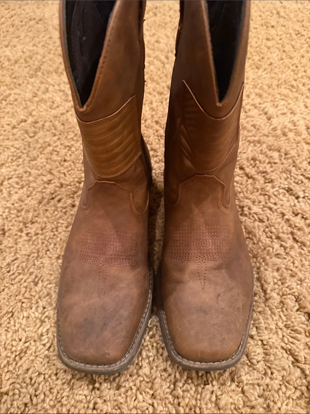 Men's Brown Pull-On Work Boots - Rugged Comfort